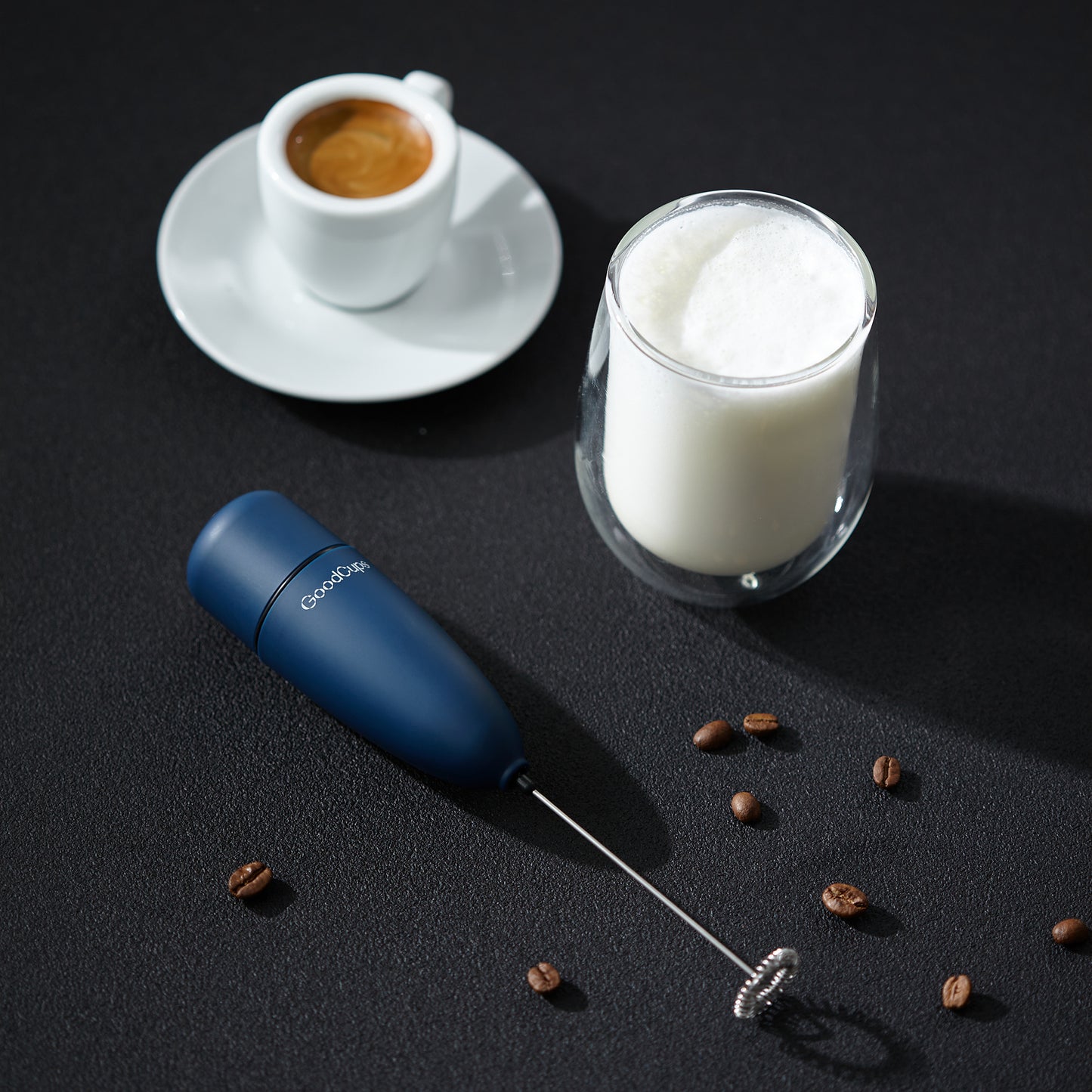 Milk Frother Handheld – Electric Foam Maker Wand with Stainless Steel Whisk – Battery Powered Mini Mixer for Coffee, Matcha, Lattes & Cappuccinos – No Batteries Included