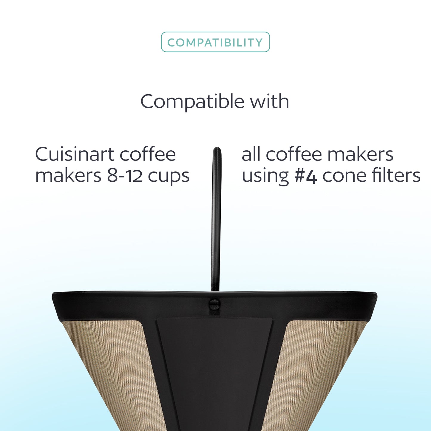 2 Reusable Cuisinart Cone Coffee Filters, Compatible with All 8-14 Cup Cuisinart Coffee Makers