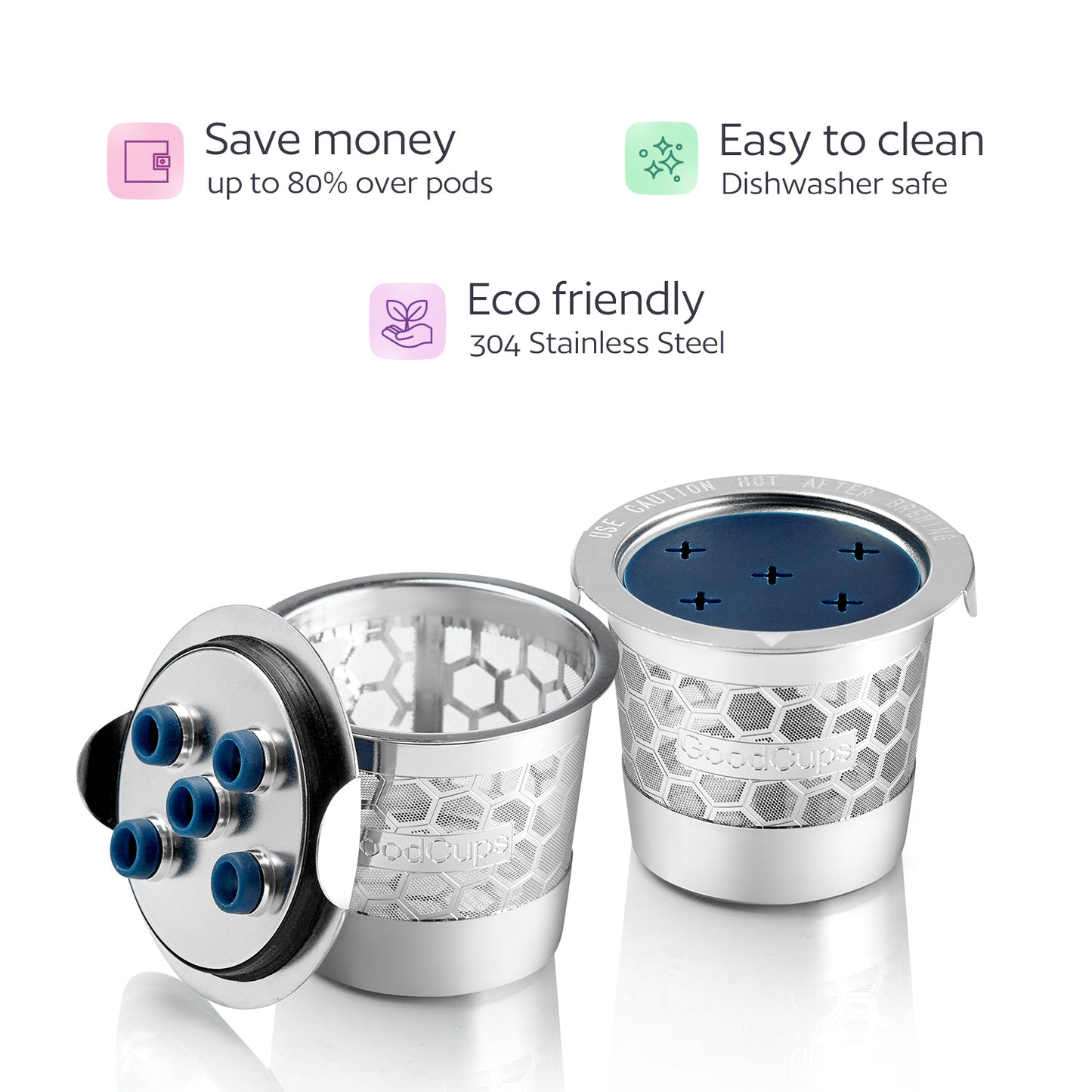 2 Stainless Steel Reusable K Cups for Keurig K Supreme, K Supreme Plus, K Slim with Multistream Technology, K-Brew Chill, K-Duo Hot & Iced with Multistream Technology - 2 Refillable Kcups Coffee Filters for Keurig Coffee Makers