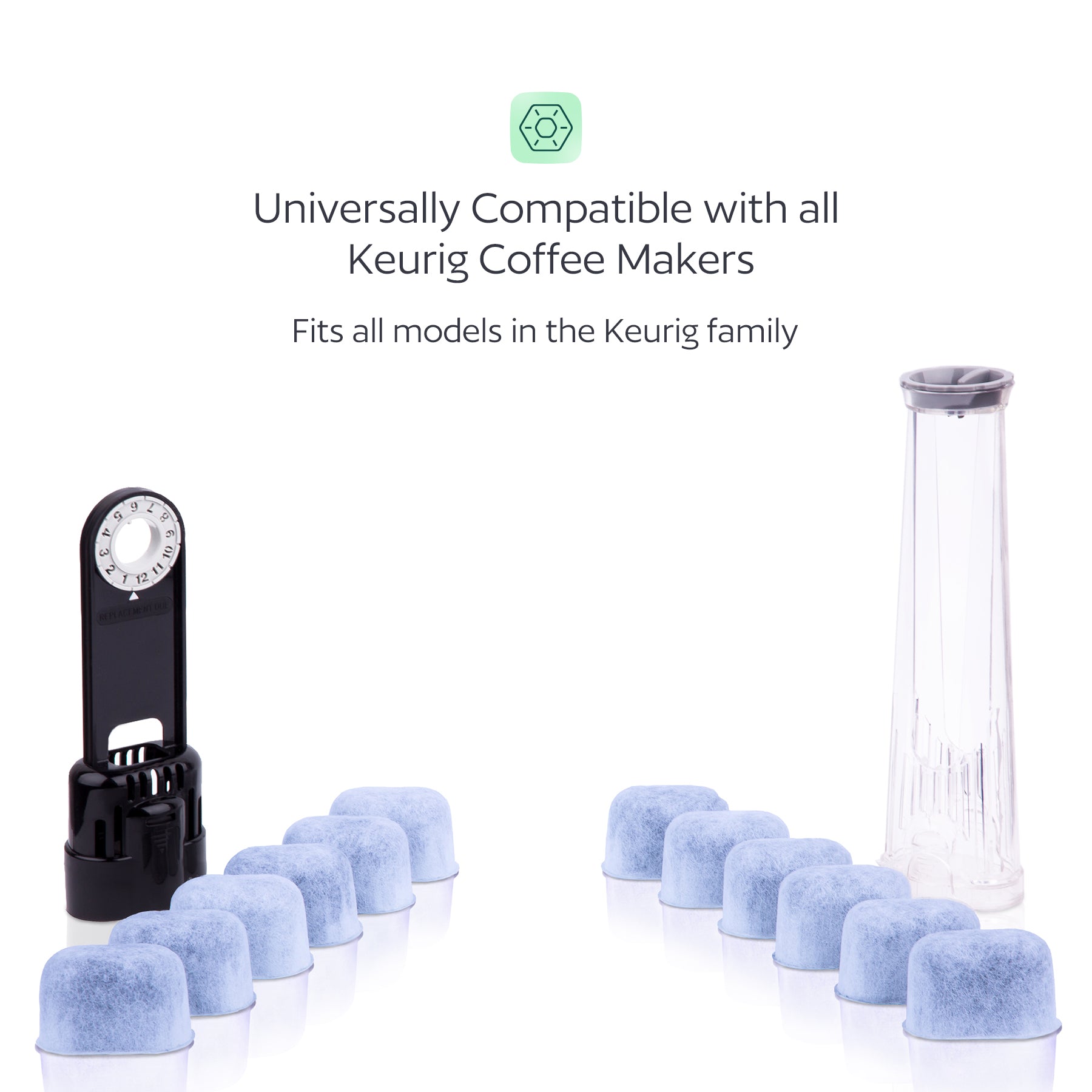 12 Water Filters for Keurig K-Mini, K-Slim, K-Duo, K-Supreme, K-Classic, K-Elite, K-Select, K-Cafe, K-Compact, K-Express - Universal Fit Replacement Water Filter for Keurig Coffee Makers
