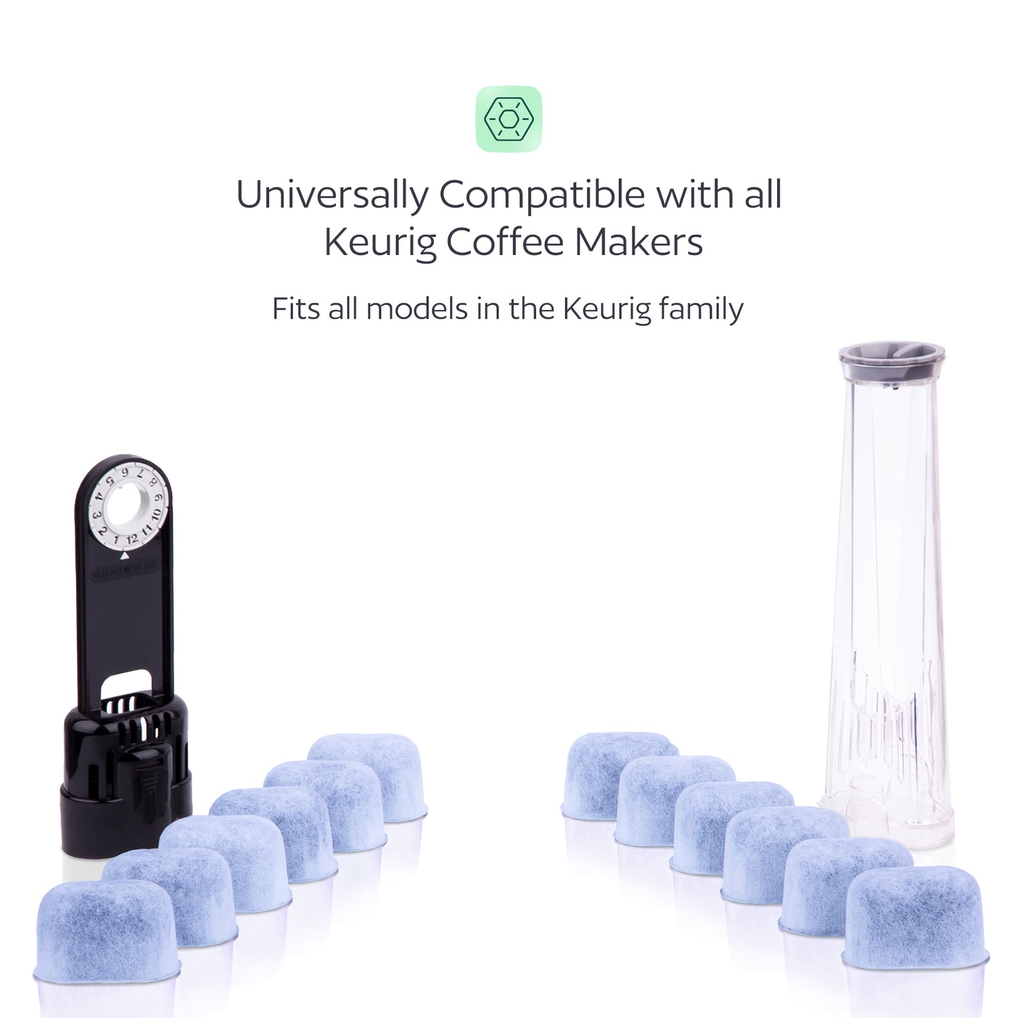 12 Water Filters for Keurig K-Mini, K-Slim, K-Duo, K-Supreme, K-Classic, K-Elite, K-Select, K-Cafe, K-Compact, K-Express - Universal Fit Replacement Water Filter for Keurig Coffee Makers