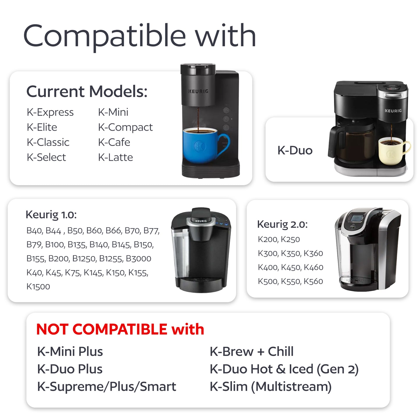 2 Stainless Steel Reusable K Cups for Keurig Coffee Makers - Universal Compatible Refillable Kcups Coffee Filters for all Keurig Brewers Family