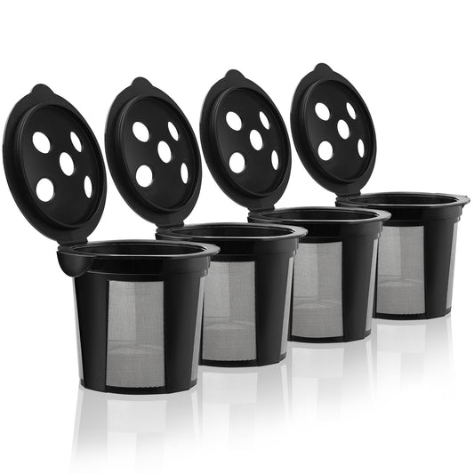 4 Reusable K Cups for Keurig K Supreme, K Supreme Plus and K Slim with Multistream Technology - Black