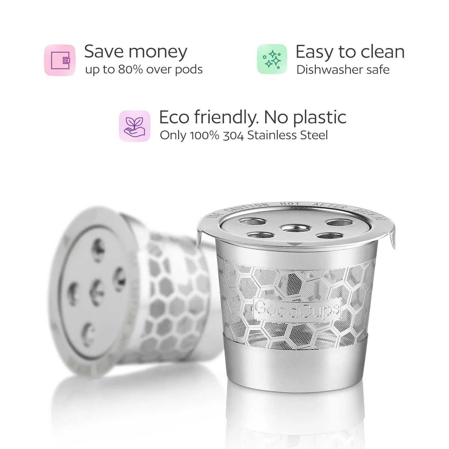 2-Pack 100% Stainless Steel Reusable K Cups for Keurig K Supreme / Plus / Slim | Multistream Technology