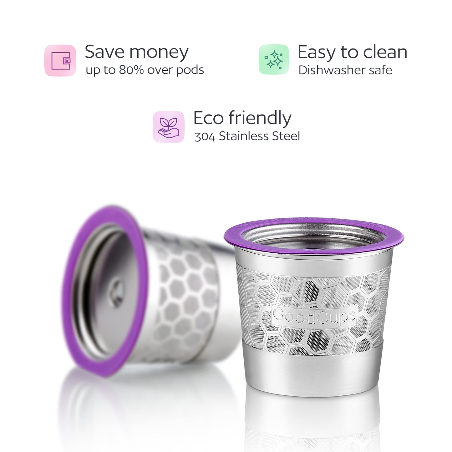 2 Stainless Steel Reusable K Cups for Keurig Coffee Makers - Universal Refillable Coffee Filters