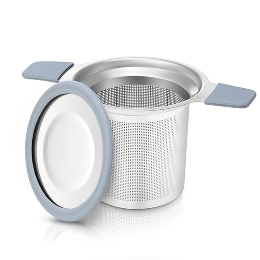 Stainless Steel Tea Infuser – Extra Fine Mesh Loose Leaf Strainer with Lid & Handles