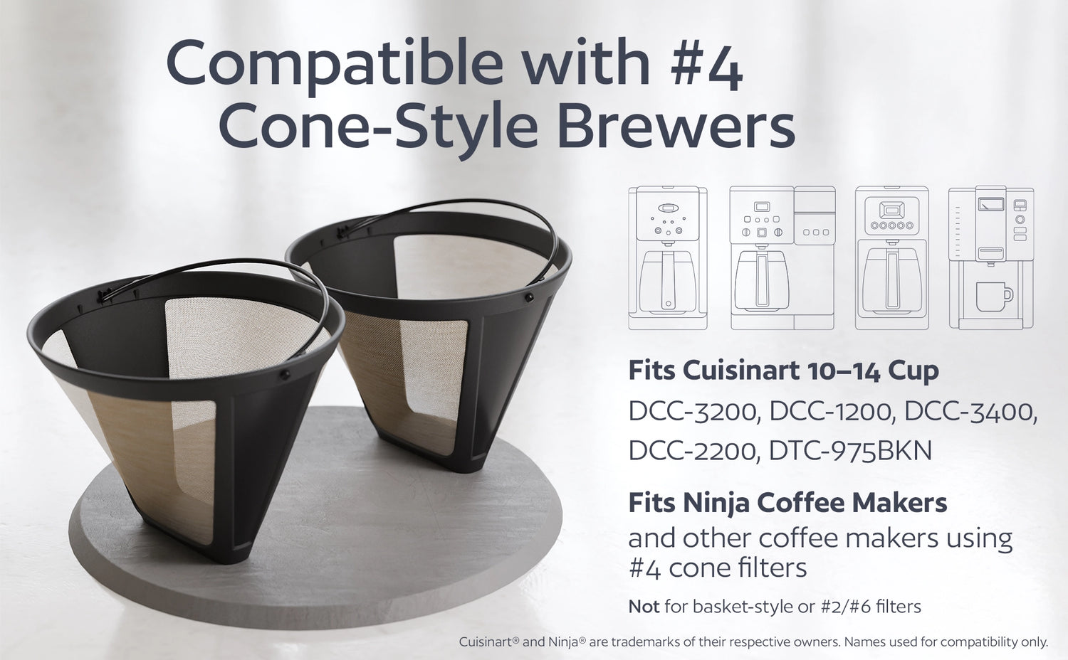 4 cup cone filter coffee maker 2-Pack Cuisinart Reusable Cone Coffee Filter (8–12 Cup)