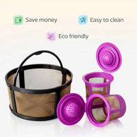 Keurig K Duo Coffee Filter and 2 Reusable K Cups for K-Duo Essentials, K-Duo Brewers Only - Carafe Basket Coffee Filters and 2 Refillable Kcups for Keurig Duo, K-Duo Essentials Coffee Makers