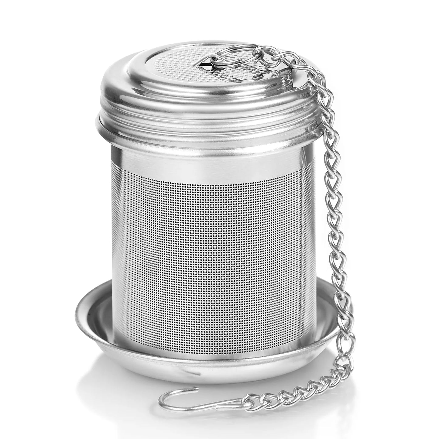 Stainless Steel Tea Infuser – Fine Mesh Loose Leaf Strainer with Lid & Chain