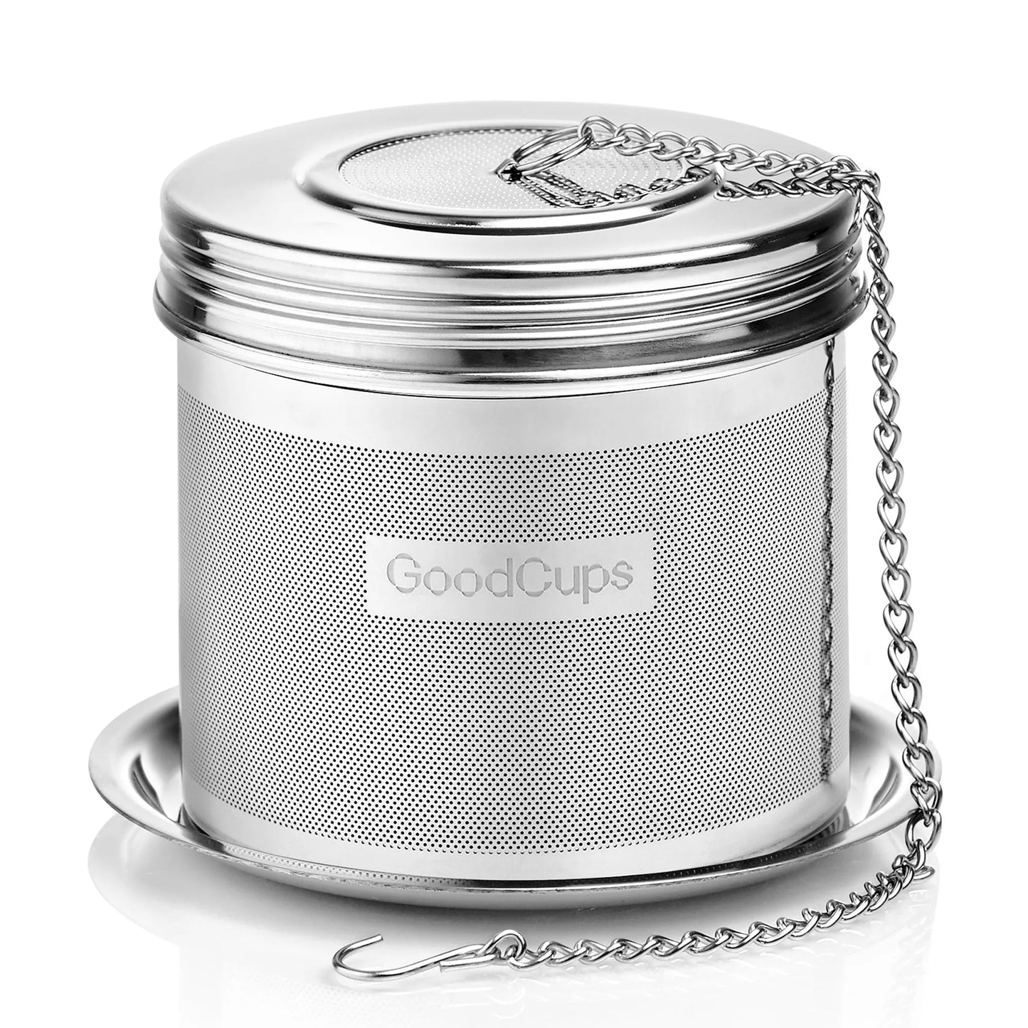 Stainless Steel Tea Infuser – Fine Mesh Loose Leaf Strainer with Lid & Chain | Large
