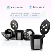 4 Reusable K Cups for Keurig K Supreme, K Supreme Plus and K Slim with Multistream Technology - Black