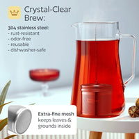 Stainless Steel Tea Infuser – Fine Mesh Loose Leaf Strainer with Lid & Chain | Large