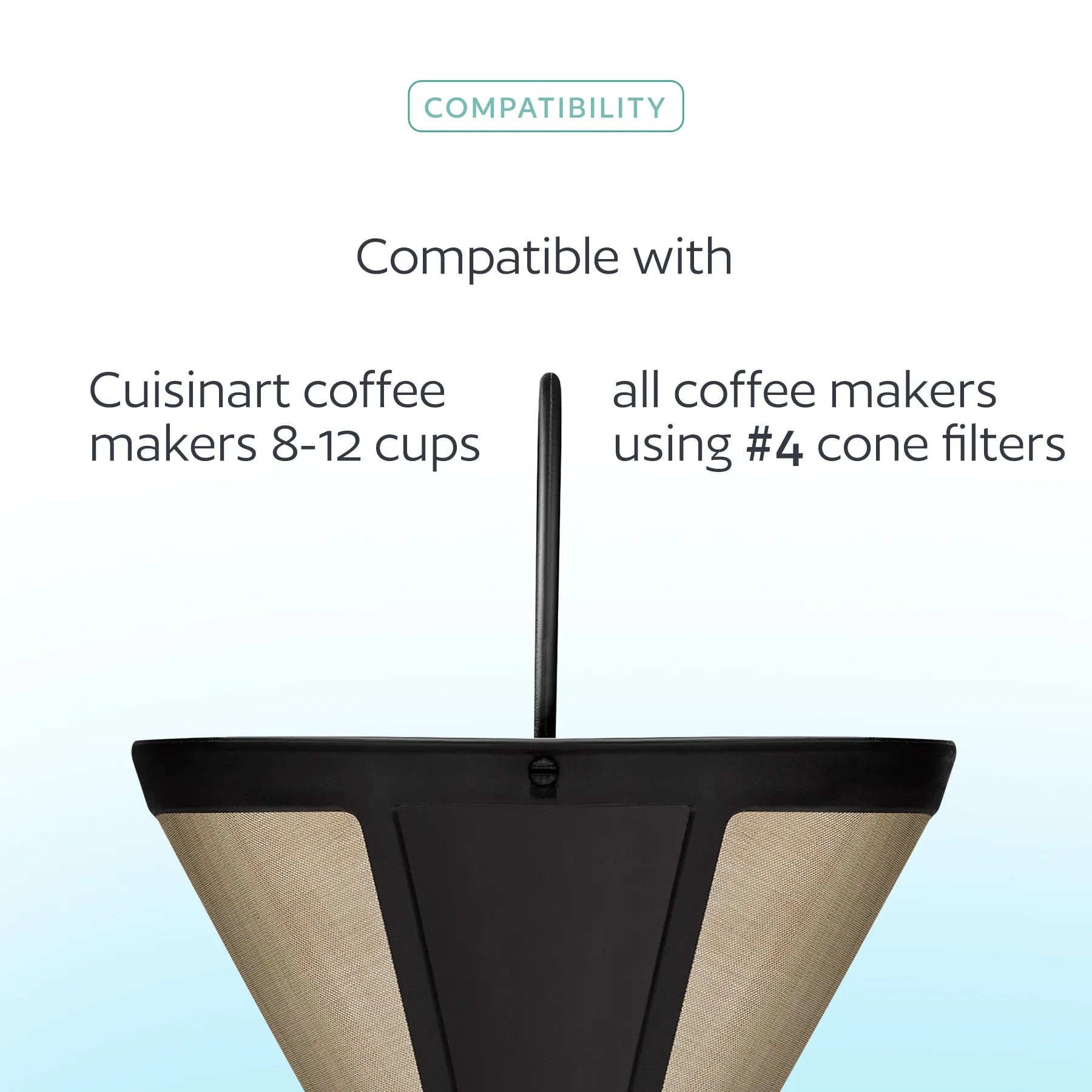 2 Reusable Cuisinart Cone Coffee Filters, Compatible with All 8-12 Cup Cuisinart Coffee Makers