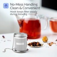 Stainless Steel Tea Infuser – Fine Mesh Loose Leaf Strainer with Lid & Chain | Medium
