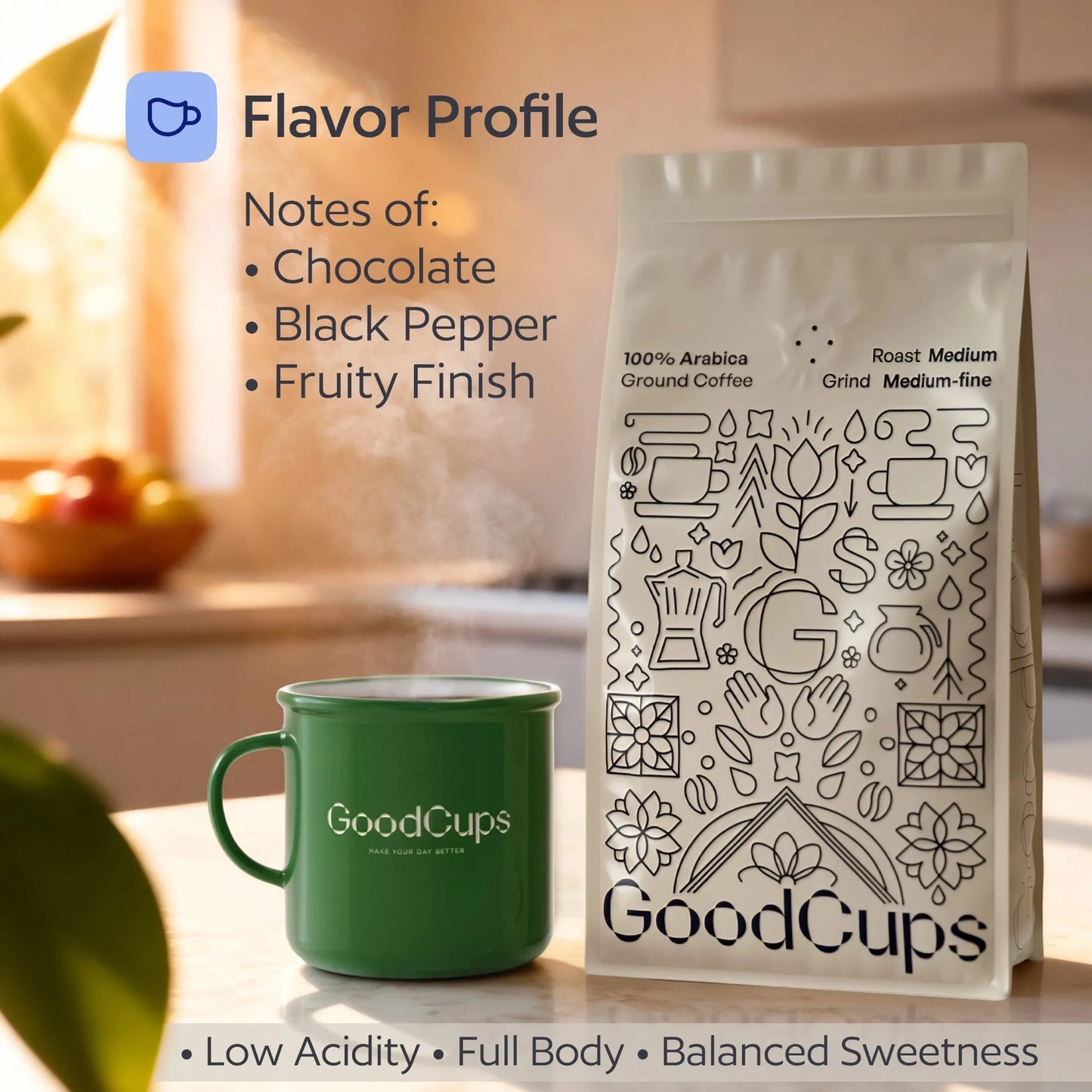 100% Arabica Ground Coffee for Reusable K-Cups – Medium Roast, Smooth Flavor