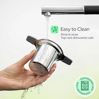 Stainless Steel Tea Infuser – Extra Fine Mesh Loose Leaf Strainer with Lid & Handles