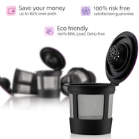 4 Black Reusable K Cups for Keurig Coffee Makers - BPA Free Universal Fit Refillable Kcups Coffee Filters for 1.0 and 2.0 Keurig Brewers