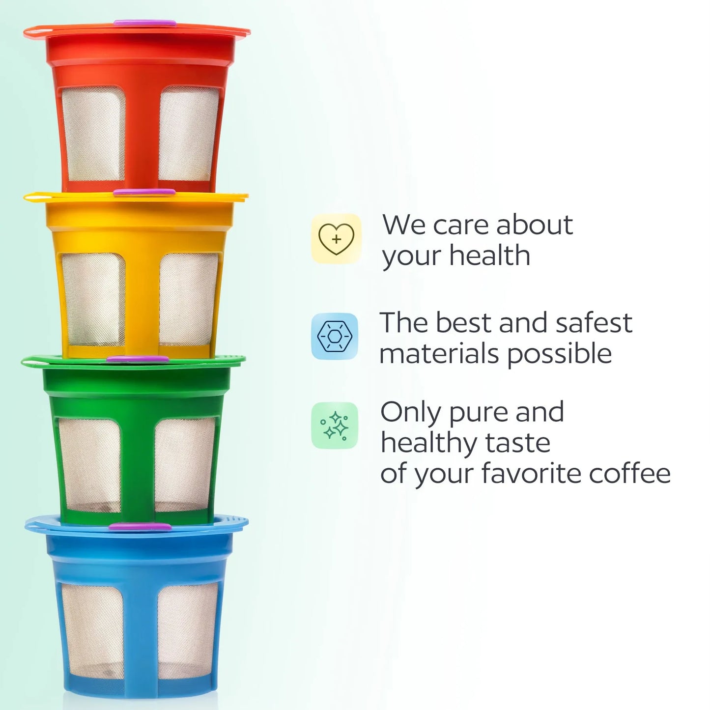 4 Reusable K Cups for Keurig - Universal Fit 1.0 & 2.0 Keurig Coffee Makers - 4 Colors Refillable Kcups Coffee Filters for all Keurig Brewers Family