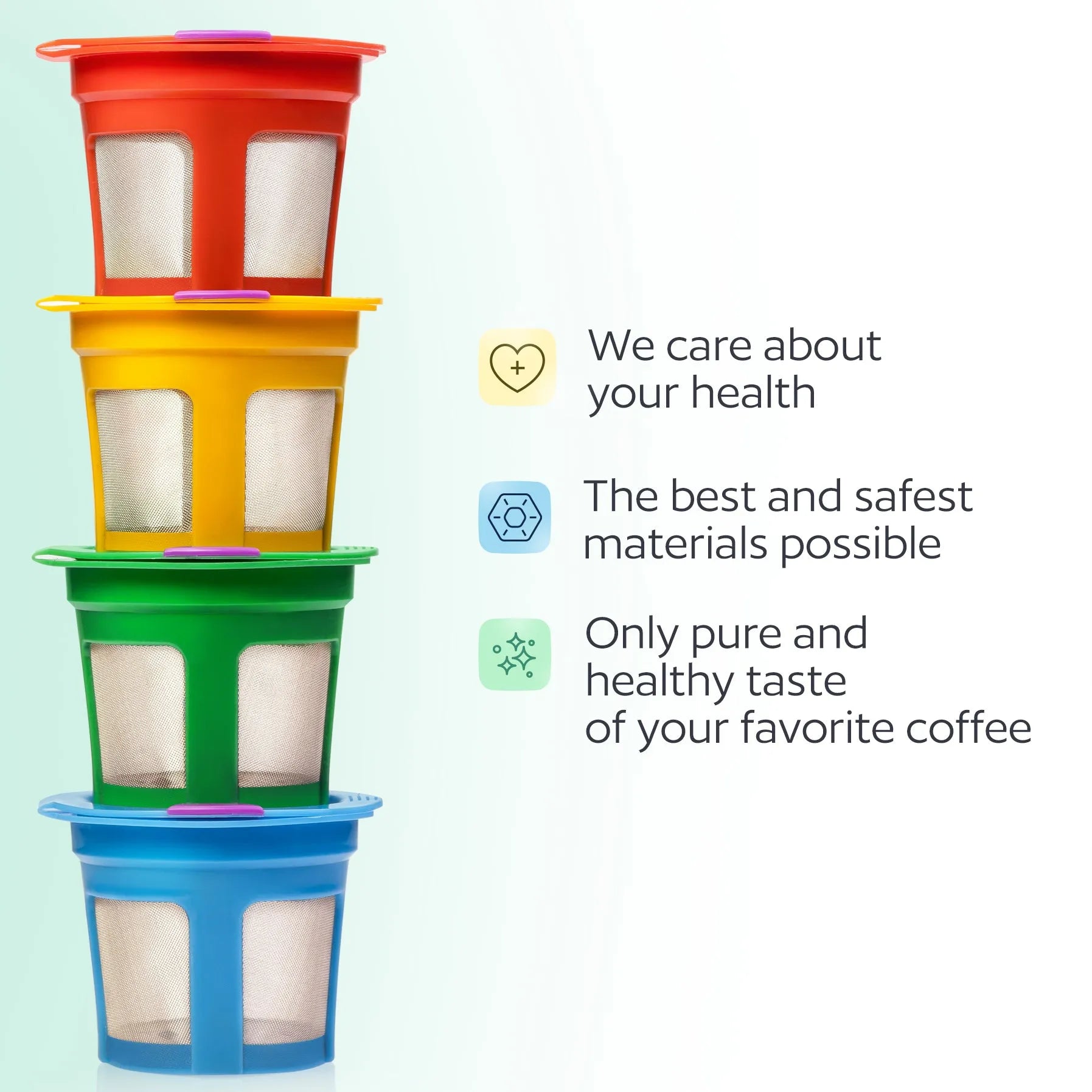 4 Reusable K Cups for Keurig - Universal Fit 1.0 & 2.0 Keurig Coffee Makers - 4 Colors Refillable Kcups Coffee Filters for all Keurig Brewers Family