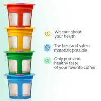 4 Reusable K Cups for Keurig - Universal Fit 1.0 & 2.0 Keurig Coffee Makers - 4 Colors Refillable Kcups Coffee Filters for all Keurig Brewers Family