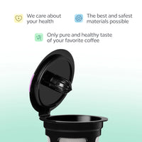 4 Reusable K Cups for Keurig K-Classic, K-Elite, K-Select, K-Cafe, K-Compact, K200, K300, K400, K500, Universal Fit Black Refillable Kcups Coffee Filters for 2.0 and 1.0 Brewers