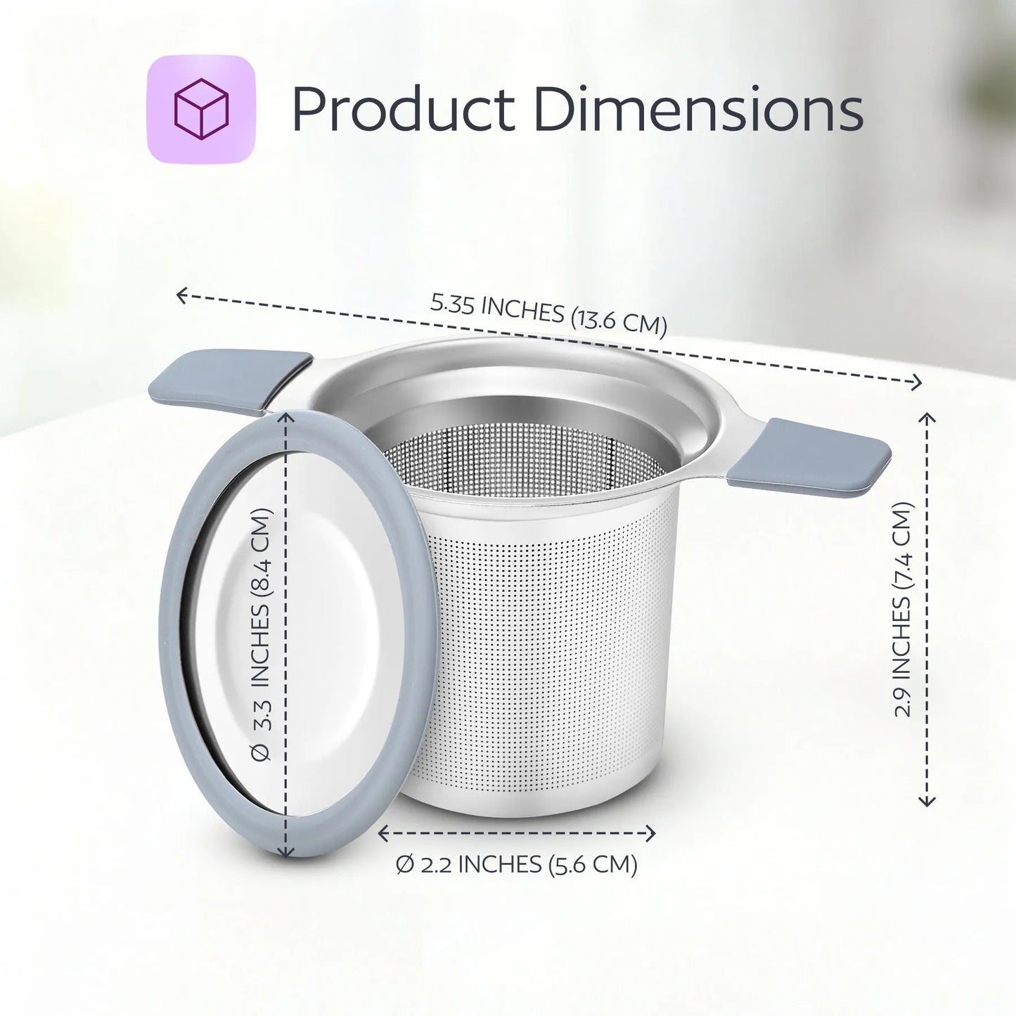 Stainless Steel Tea Infuser – Extra Fine Mesh Loose Leaf Strainer with Lid & Handles