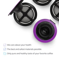 4 Black Reusable K Cups for Keurig Coffee Makers - BPA Free Universal Fit Refillable Kcups Coffee Filters for 1.0 and 2.0 Keurig Brewers