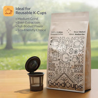 100% Arabica Ground Coffee for Reusable K-Cups – Medium Roast, Smooth Flavor