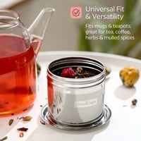 Stainless Steel Tea Infuser – Fine Mesh Loose Leaf Strainer with Lid & Chain | Large