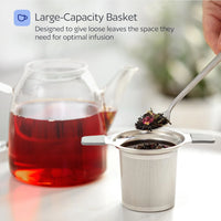Stainless Steel Tea Infuser – Extra Fine Mesh Loose Leaf Strainer with Lid & Handles