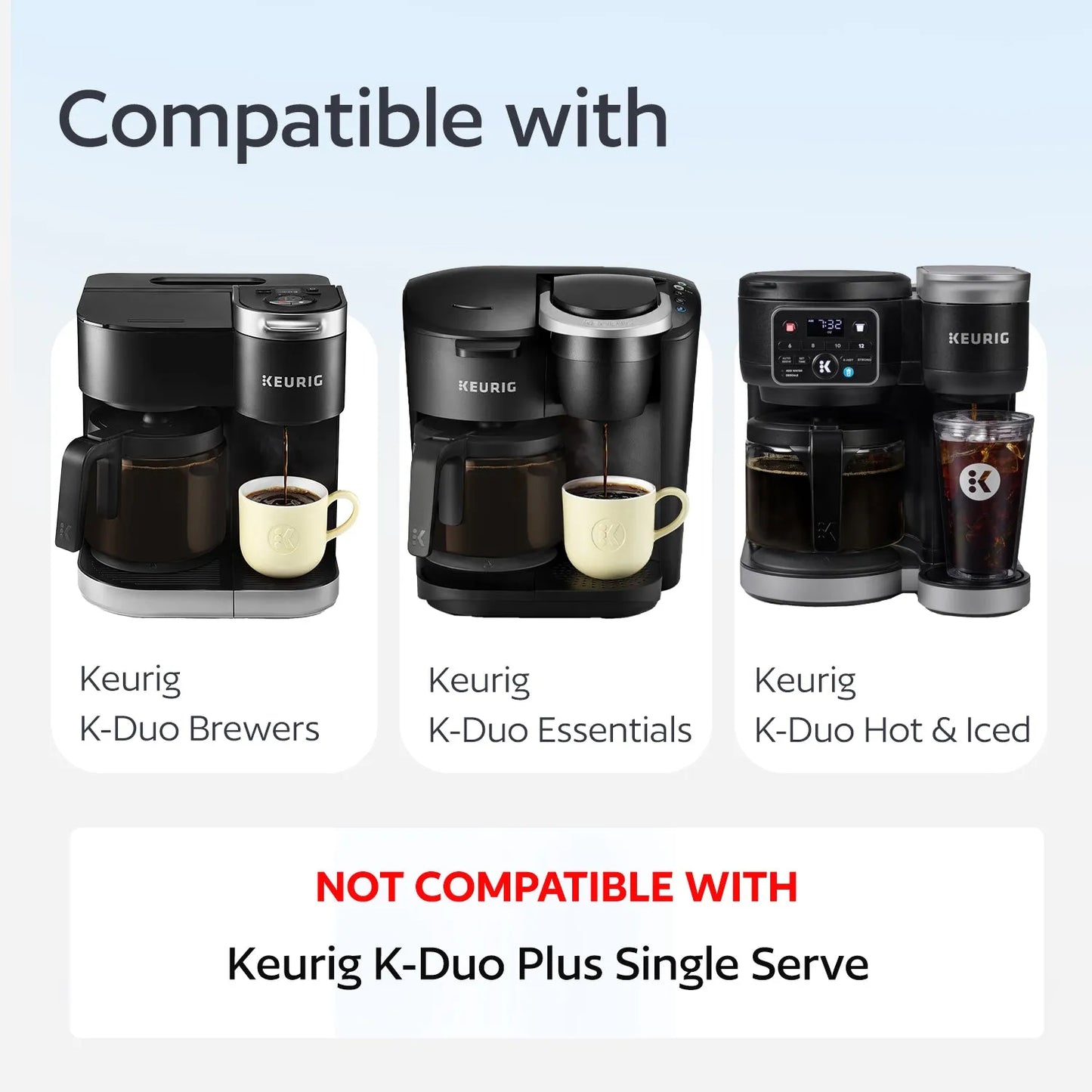 Reusable Keurig K Duo Coffee Filter for Keurig K-Duo, K-Duo Hot and Iced, K-Duo Essentials Brewers