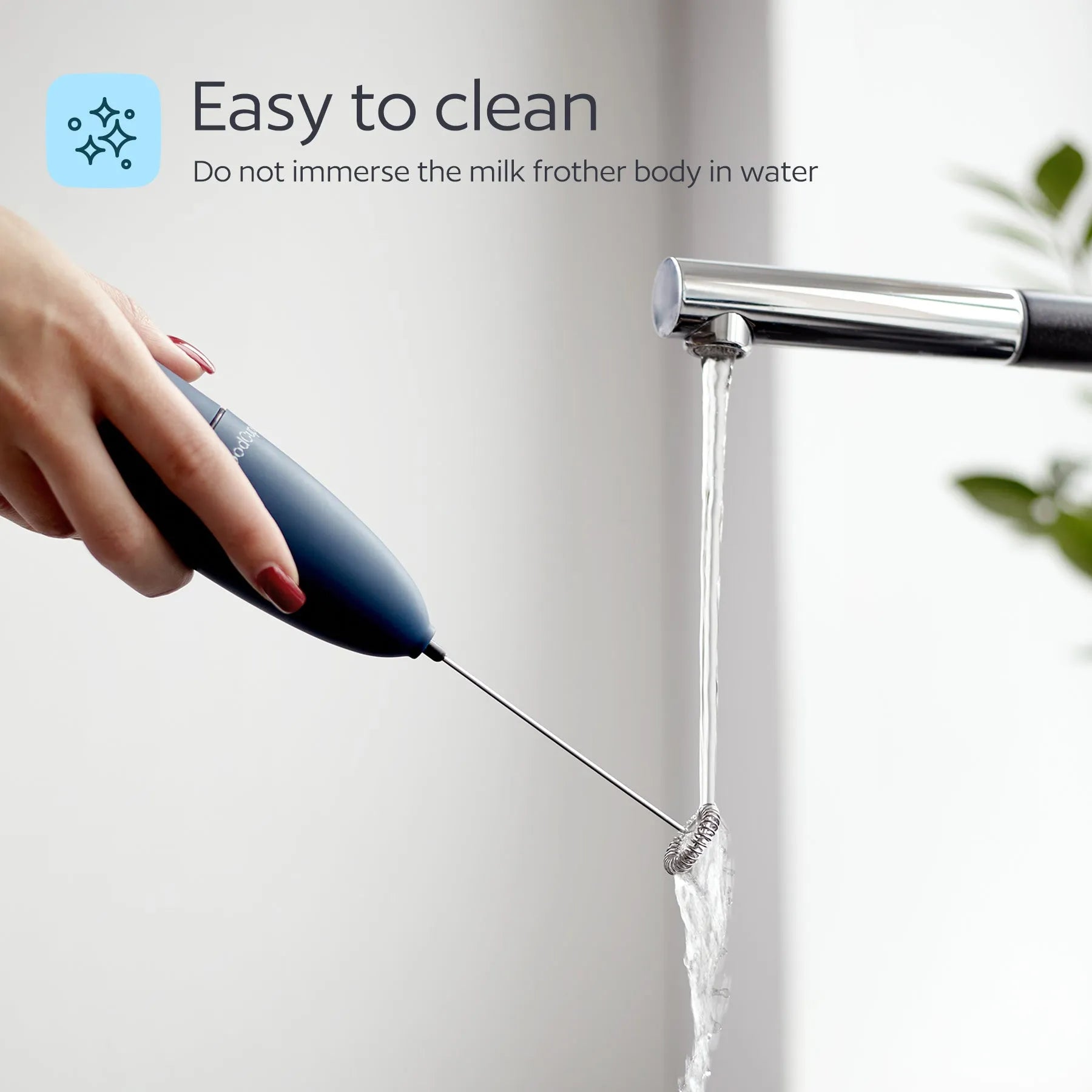 Milk Frother Handheld – Electric Foam Maker Wand with Stainless Steel Whisk – Battery Powered Mini Mixer for Coffee, Matcha, Lattes & Cappuccinos – No Batteries Included