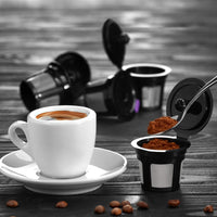 4 Reusable K Cups for Keurig K-Classic, K-Elite, K-Select, K-Cafe, K-Compact, K200, K300, K400, K500, Universal Fit Black Refillable Kcups Coffee Filters for 2.0 and 1.0 Brewers