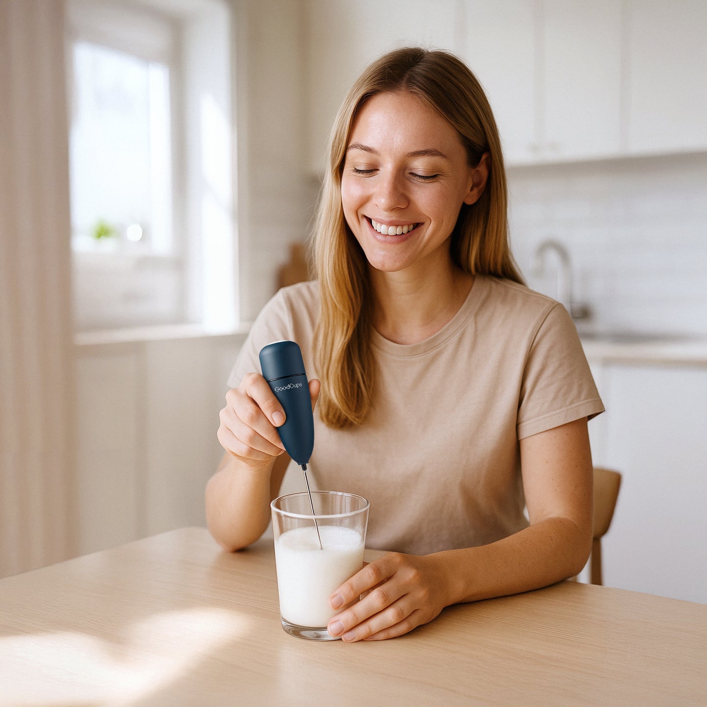Milk Frother Handheld – Electric Foam Maker Wand with Stainless Steel Whisk – Battery Powered Mini Mixer for Coffee, Matcha, Lattes & Cappuccinos – No Batteries Included