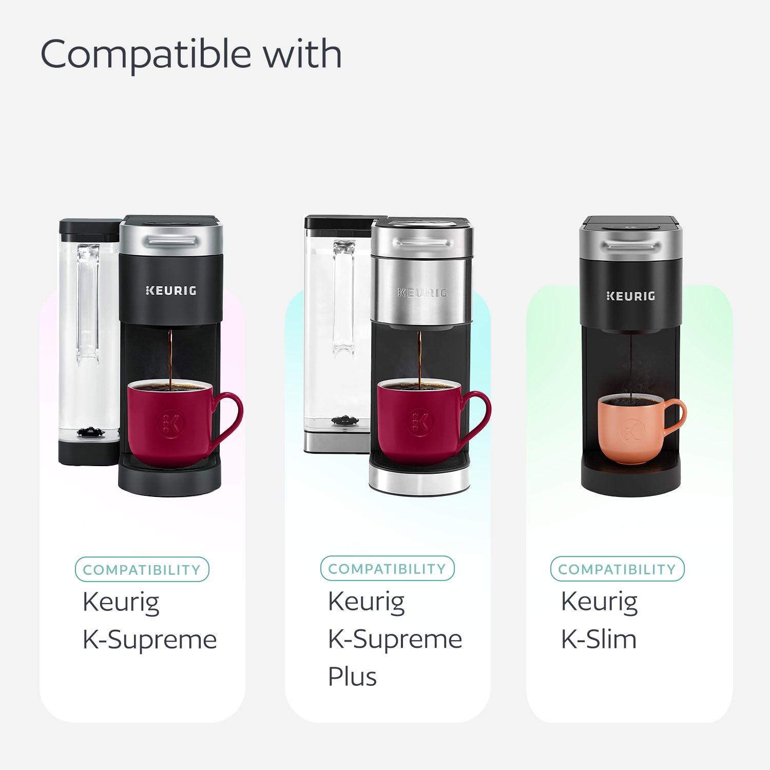 4 Reusable K Cups for Keurig K Supreme, K Supreme Plus and K Slim with Multistream Technology - Multicolored
