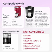 4 Reusable K Cups for Keurig K-Classic, K-Elite, K-Select, K-Cafe, K-Compact, K200, K300, K400, K500, Universal Fit Black Refillable Kcups Coffee Filters for 2.0 and 1.0 Brewers