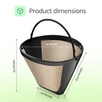 2 Reusable Cuisinart Cone Coffee Filters, Compatible with All 8-12 Cup Cuisinart Coffee Makers