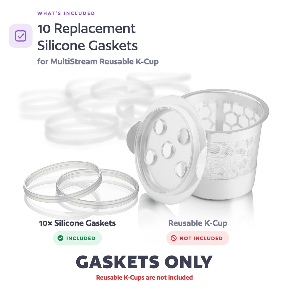 10-Pack Replacement Silicone Gaskets for MultiStream Reusable K-Cups