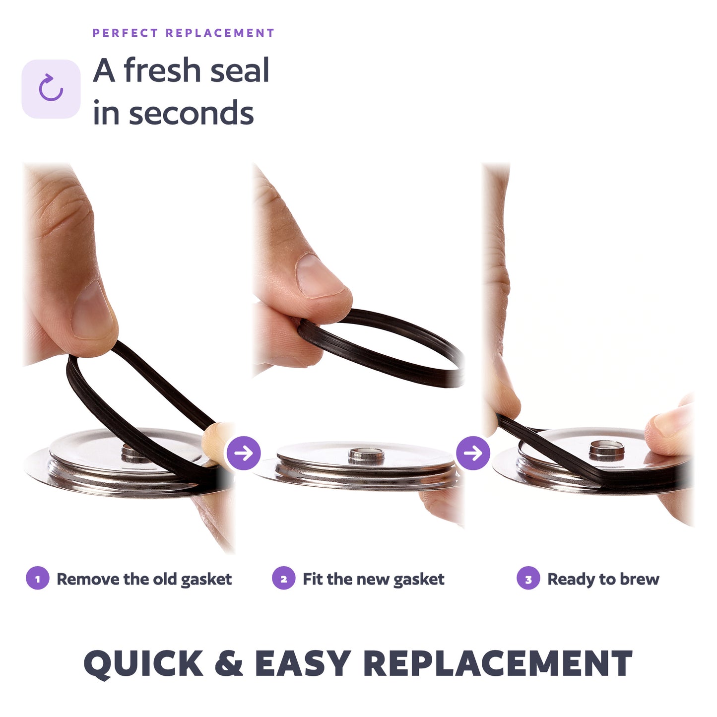 10-Pack Replacement Silicone Gaskets for Single-Stream Reusable K-Cups