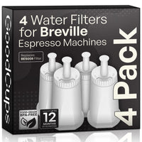 GoodCups box of 4 replacement water filters for Breville espresso machines, replaces the BES008 filter