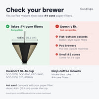Check your brewer: fits coffee makers that take #4 cone paper filters, about 4.8 in across the top